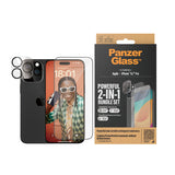 PanzerGlass iPhone 15 Pro Max Ultra Wide Glass Screen Protector (Case Friendly) 2-in-1 Protection Bundle with Camera Protection