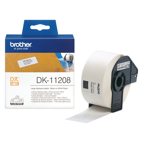 Brother DK-11208 Genuine Labels  38x90mm (x400) White Paper Die Cut DK1108 for QL Series