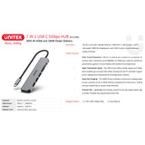 Unitek USB-C to 7-port USB Hub (Space Grey) 7-in-1 with 4K HDMI SD 3x USB-A