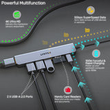 Unitek USB-C to 7-port USB Hub (Space Grey) 7-in-1 with 4K HDMI SD 3x USB-A