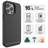ZAGG Gear4 Denali Case iPhone 14 Pro Max Case (Black/Orange) Slim Protection with MagSafe Support