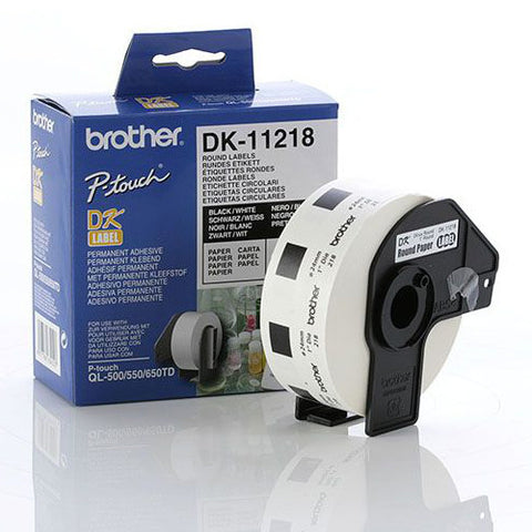 Brother DK-11218 Genuine Labels Round 24mm Diameter (x1000) DK11218 White Paper * Damaged Box