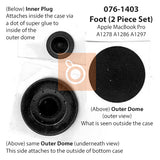 Apple Feet Black (2 Piece with Inner) Apple Foot Set MacBook Pro DVD 13-inch A1278 15-inch A1286 17-inch A1297 (2008-2012)