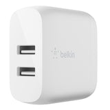 Belkin USB-A 24W Dual Power Adapter (White) 2x 12W/2.4A USB-A Ports & USB-A to USB-C 1M Cable