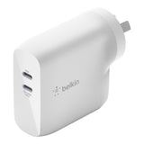 Belkin USB-C 68W Dual Power Adapter (White) GaN 2x USB-C Ports (18W & 50W~60W)
