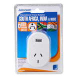 Travel Adapter (South African Plug) with NZ Socket & USB-A Port