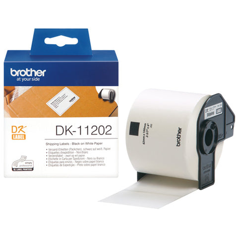 Brother DK-11202 Labels  62x100mm (x300) White Paper Die Cut DK11202 for QL Series